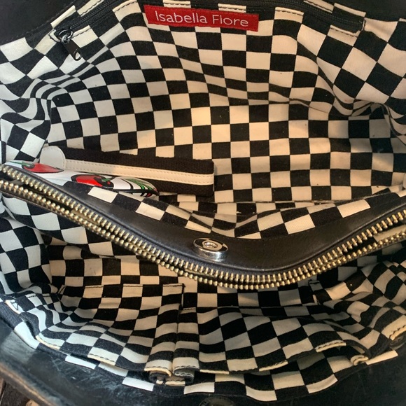 EUC Isabelle Fiore Checkered Cherry Leather Shoulder Bag - Picture 6 of 9